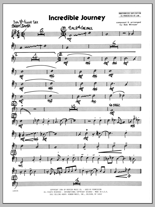 Download Bob Mintzer Incredible Journey - 2nd Bb Tenor Saxop Sheet Music