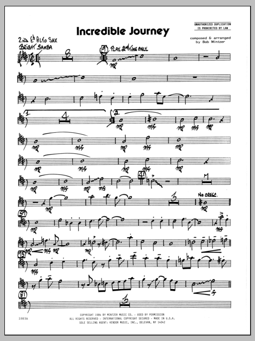 Download Bob Mintzer Incredible Journey - 2nd Eb Alto Saxoph Sheet Music