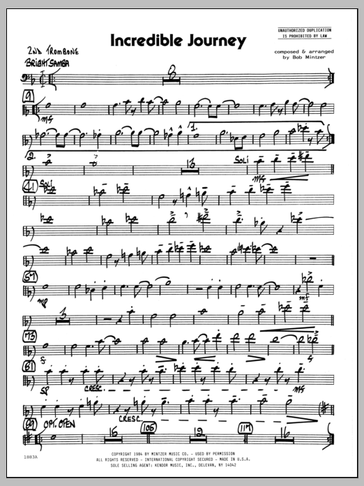 Download Bob Mintzer Incredible Journey - 2nd Trombone Sheet Music