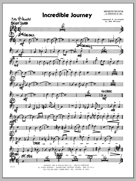 Download Bob Mintzer Incredible Journey - 3rd Bb Trumpet Sheet Music