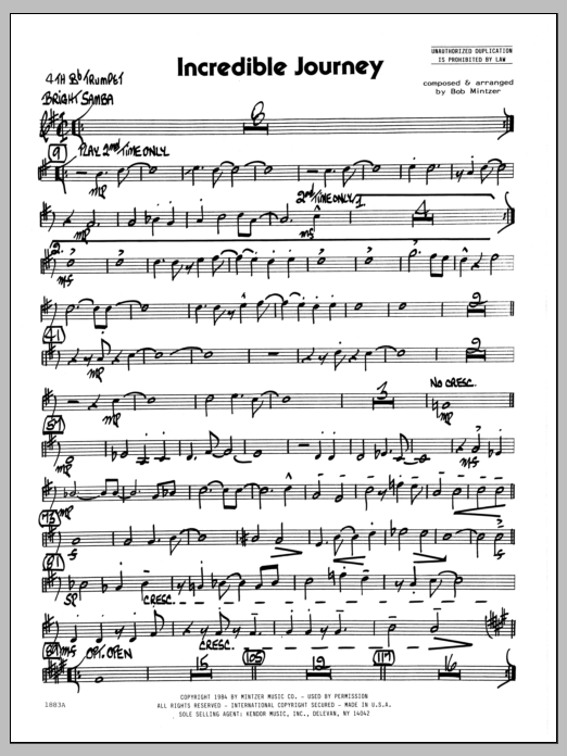 Download Bob Mintzer Incredible Journey - 4th Bb Trumpet Sheet Music