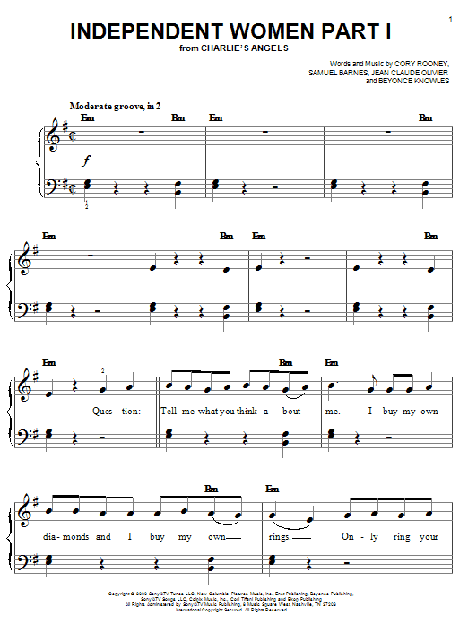 Download Destiny's Child Independent Women Part I (from Charlie' Sheet Music