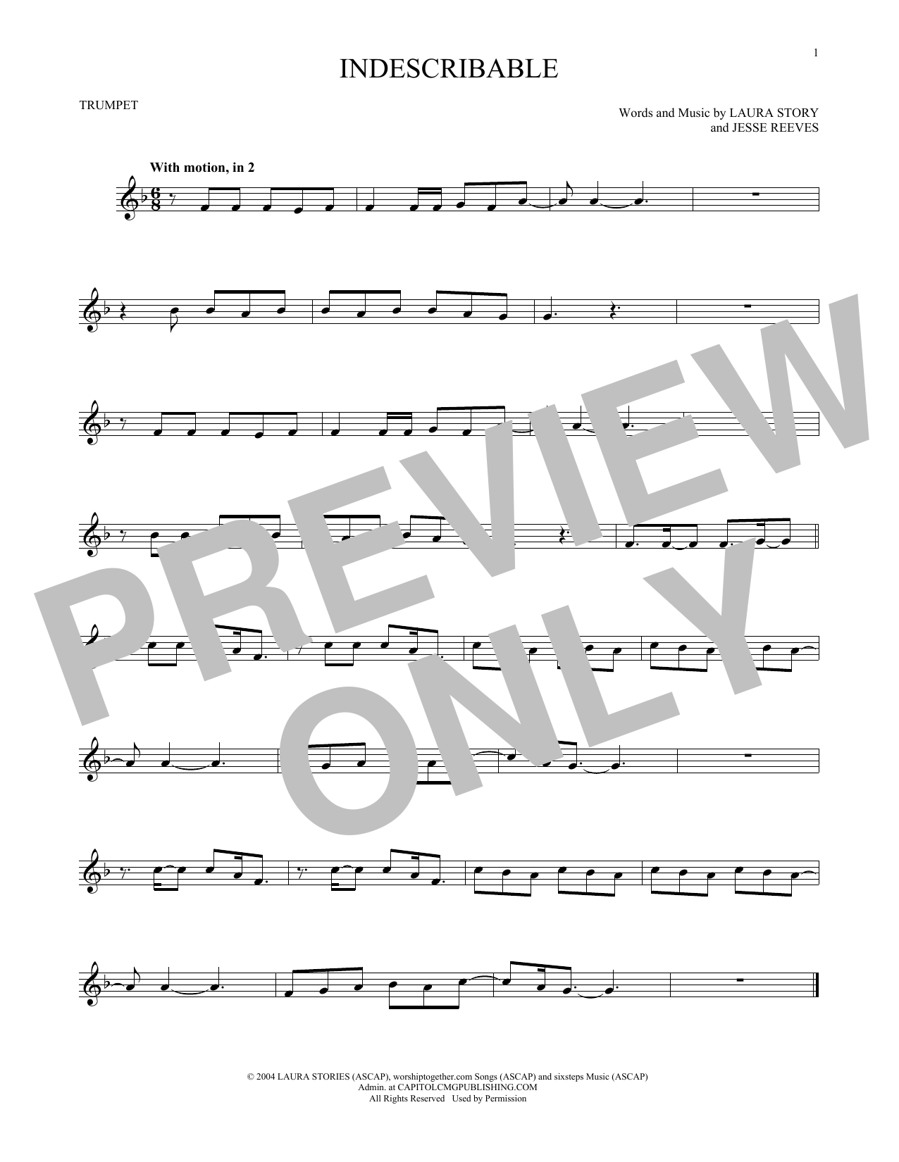 Chris Tomlin Indescribable sheet music notes printable PDF score