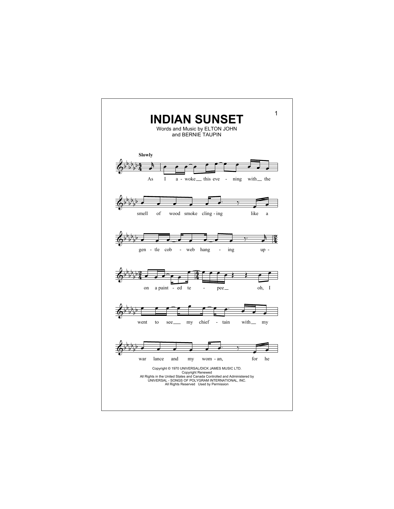 Download Elton John Indian Sunset Sheet Music