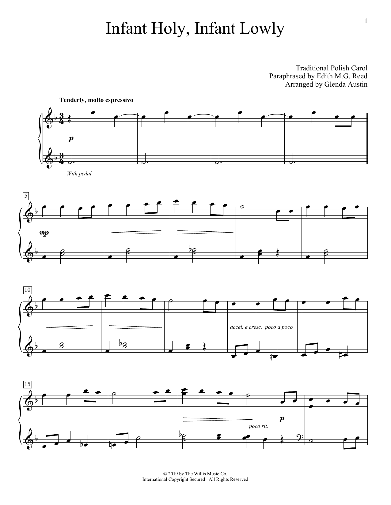 Download Traditional Polish Carol Infant Holy, Infant Lowly (arr. Glenda Sheet Music