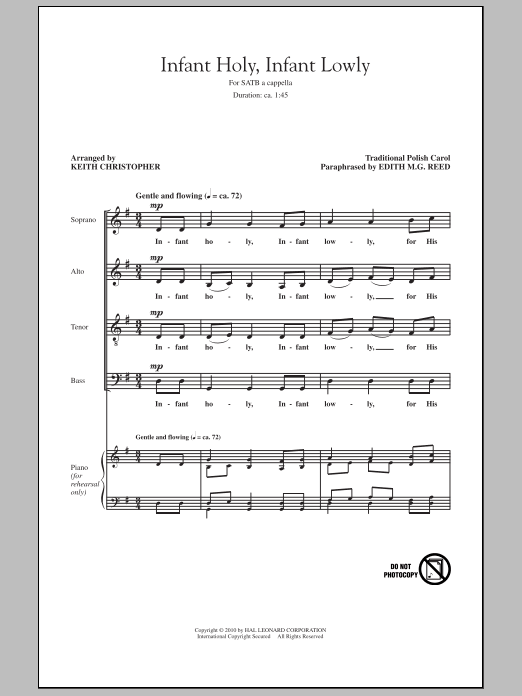 Download Keith Christopher Infant Holy, Infant Lowly Sheet Music