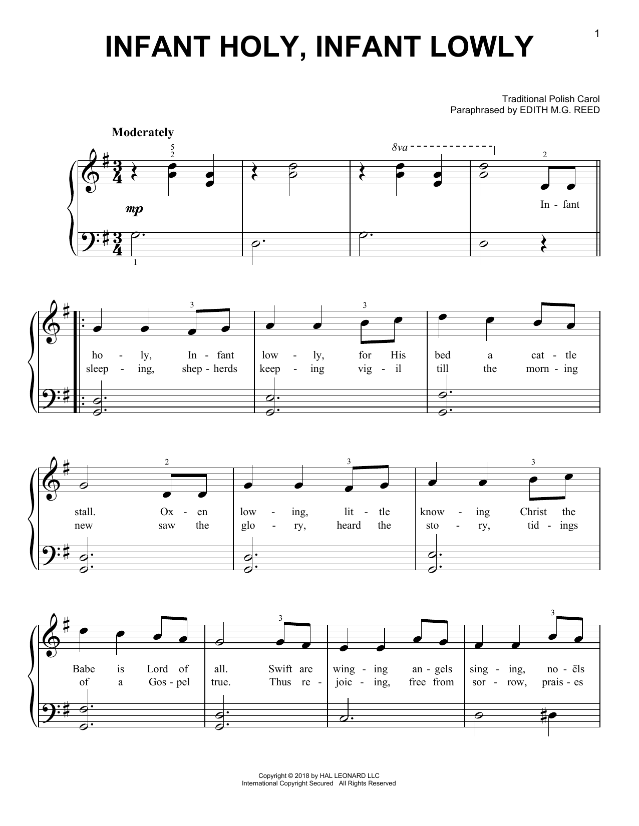 Download Traditional Polish Carol Infant Holy, Infant Lowly Sheet Music
