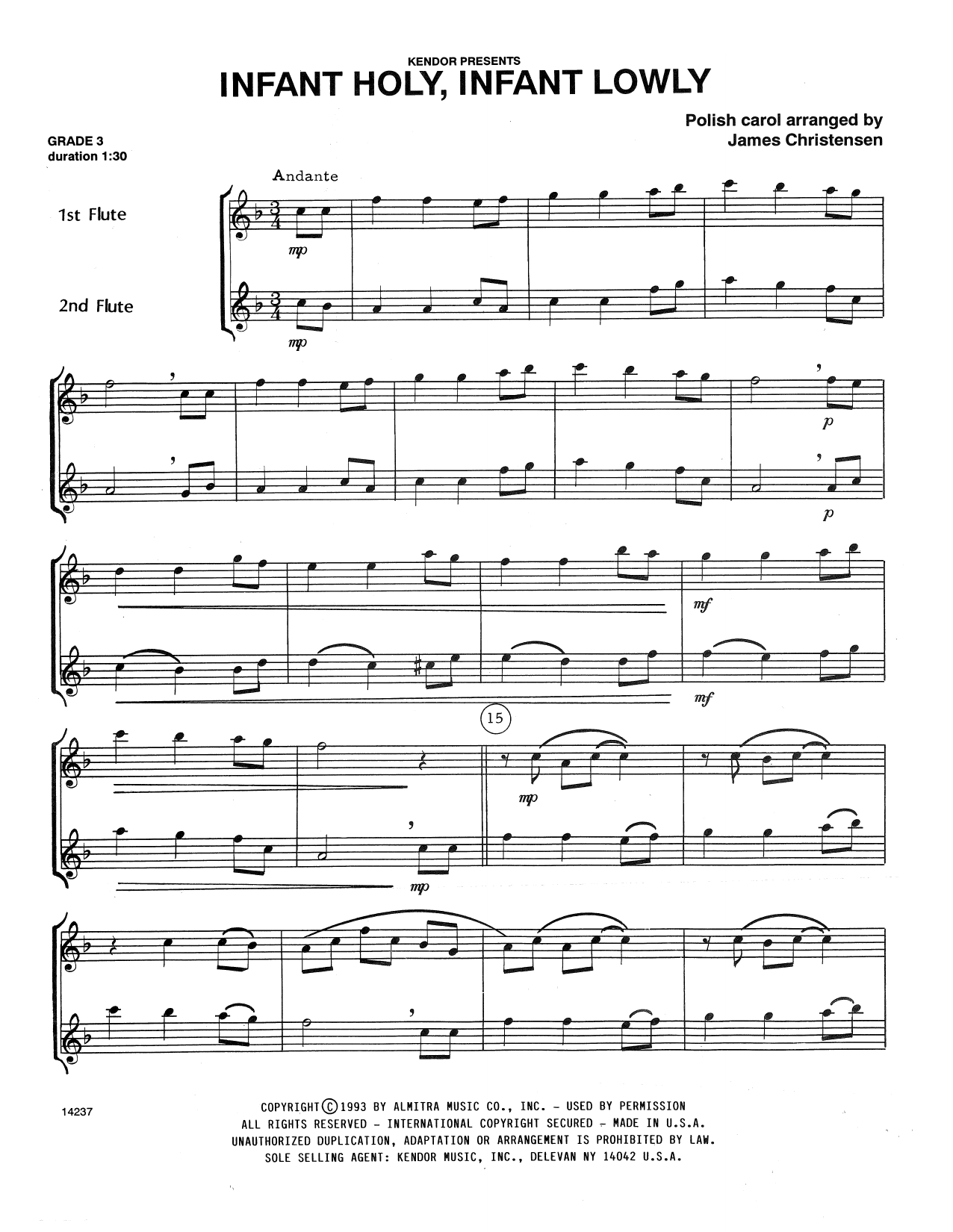 Download Traditional Infant Holy, Infant Lowly (arr. James C Sheet Music