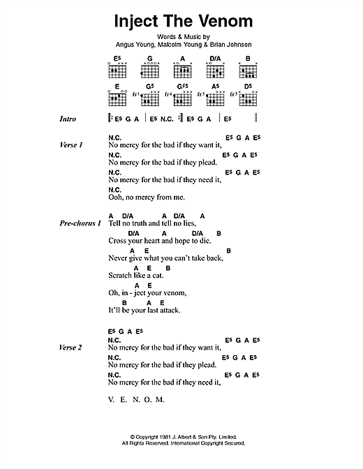 Download AC/DC Inject The Venom Sheet Music