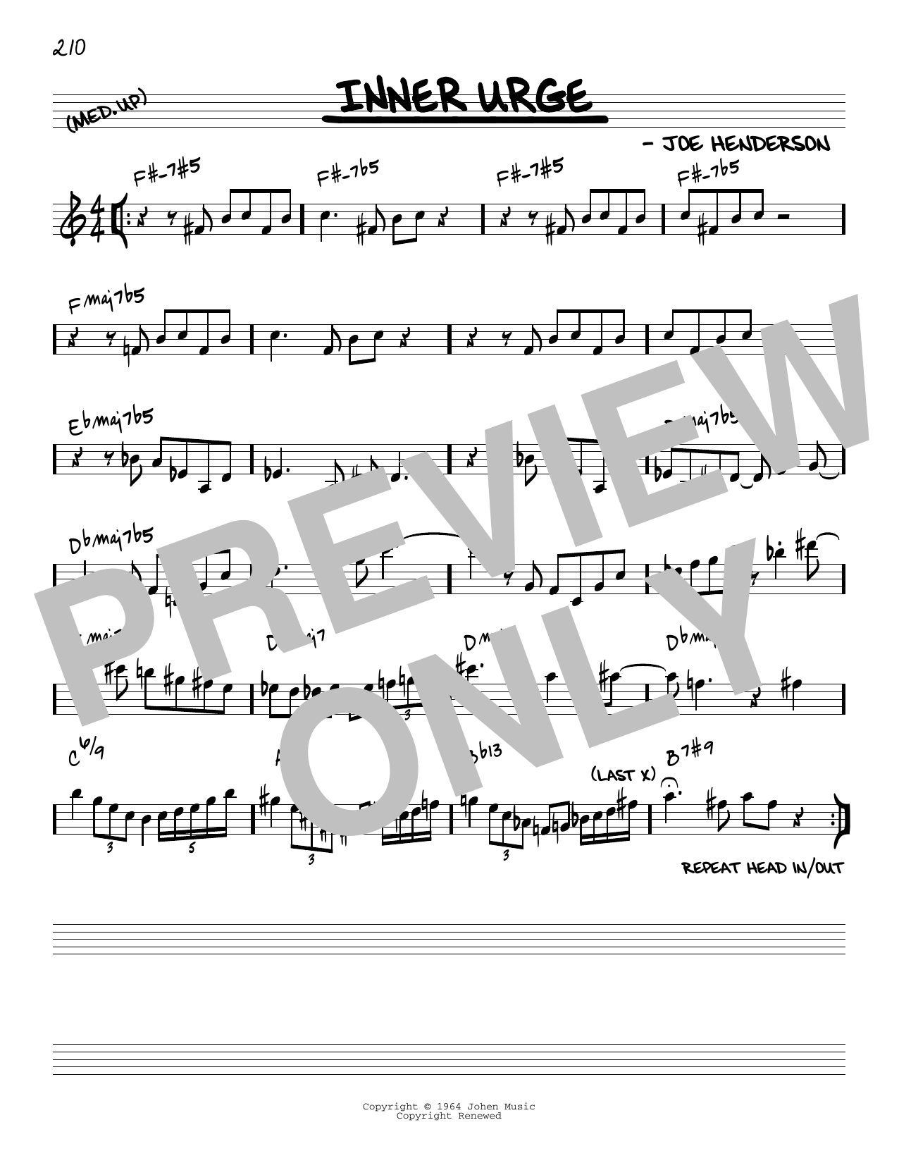 Download Joe Henderson Inner Urge [Reharmonized version] (arr. Sheet Music