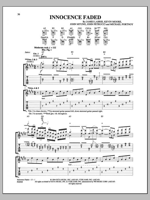 Download Dream Theater Innocence Faded Sheet Music