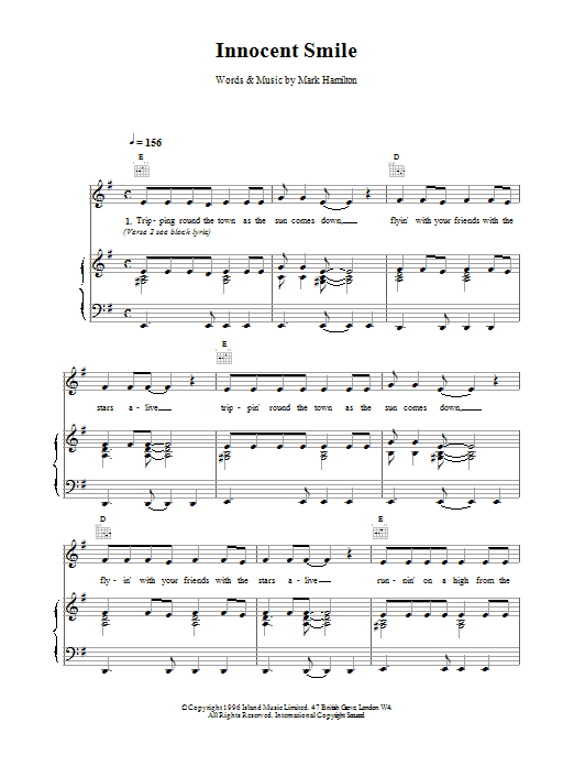 Ash Innocent Smile sheet music notes printable PDF score