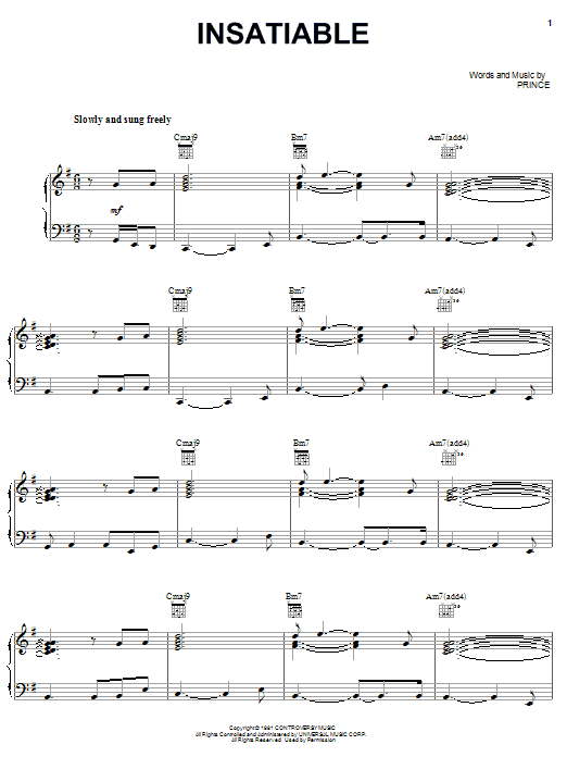 Download Prince Insatiable Sheet Music