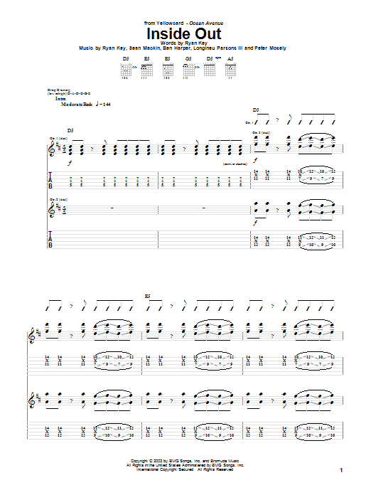 Download Yellowcard Inside Out Sheet Music