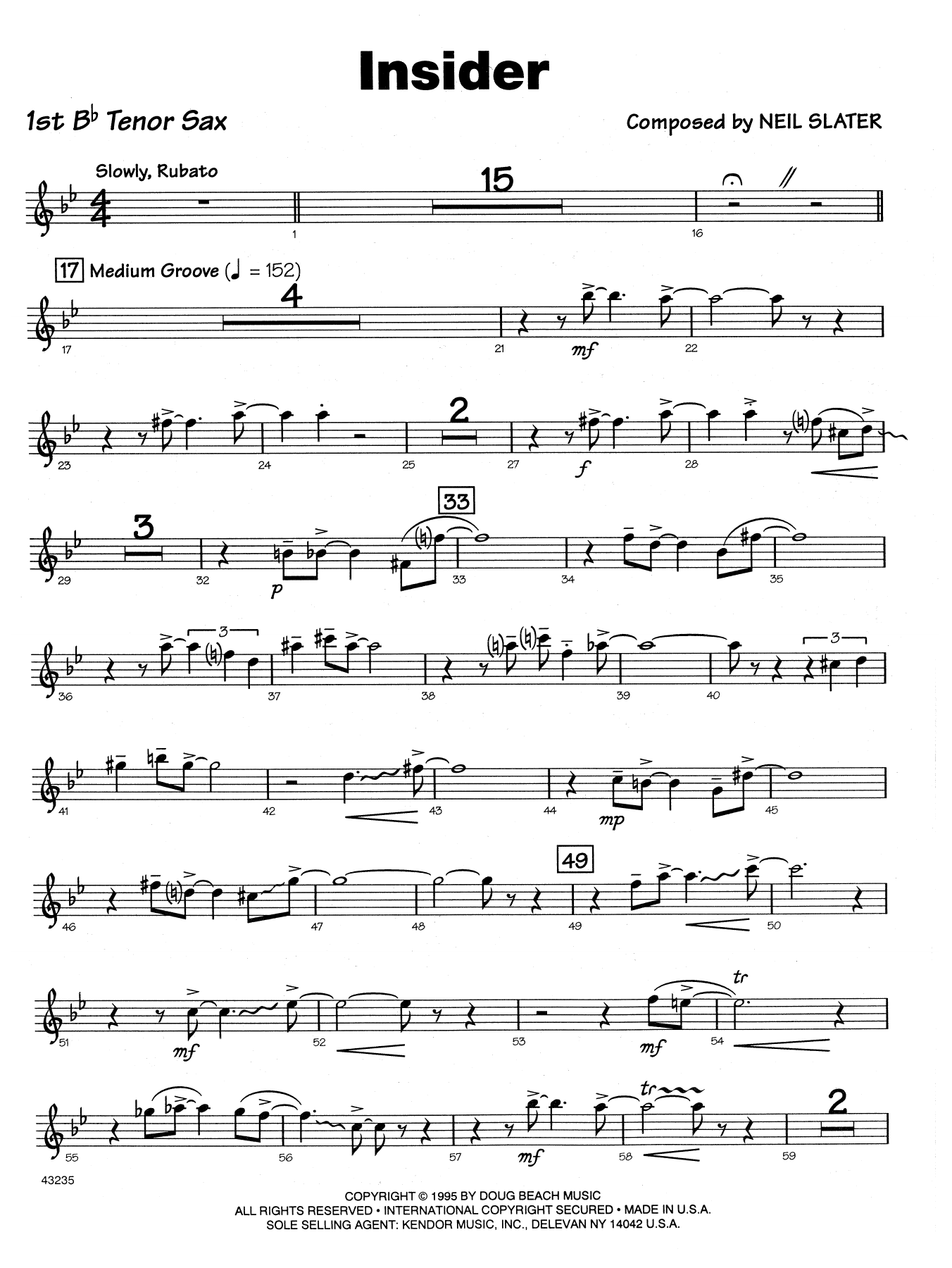 Download Neil Slater Insider - 1st Bb Tenor Saxophone Sheet Music
