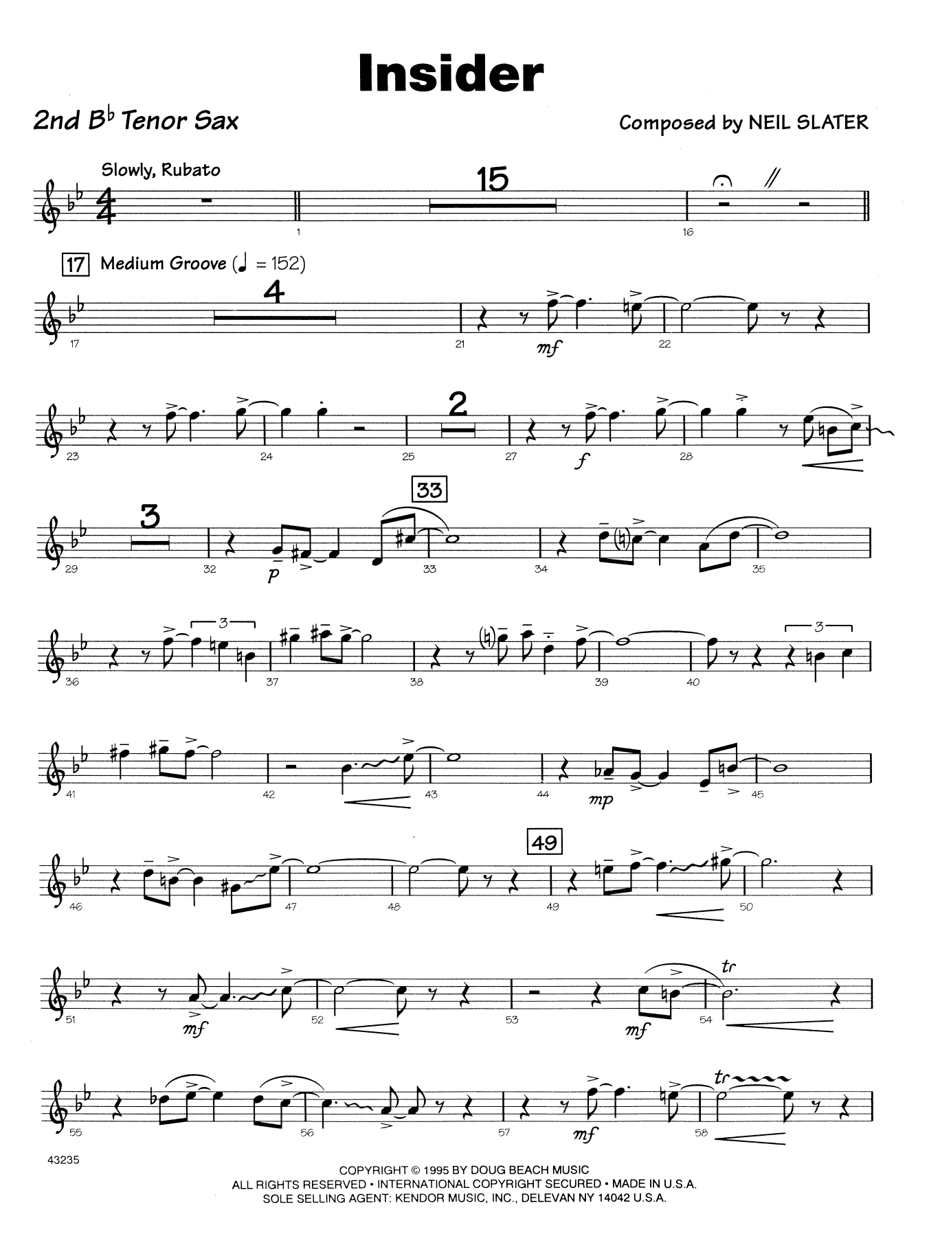 Download Neil Slater Insider - 2nd Bb Tenor Saxophone Sheet Music