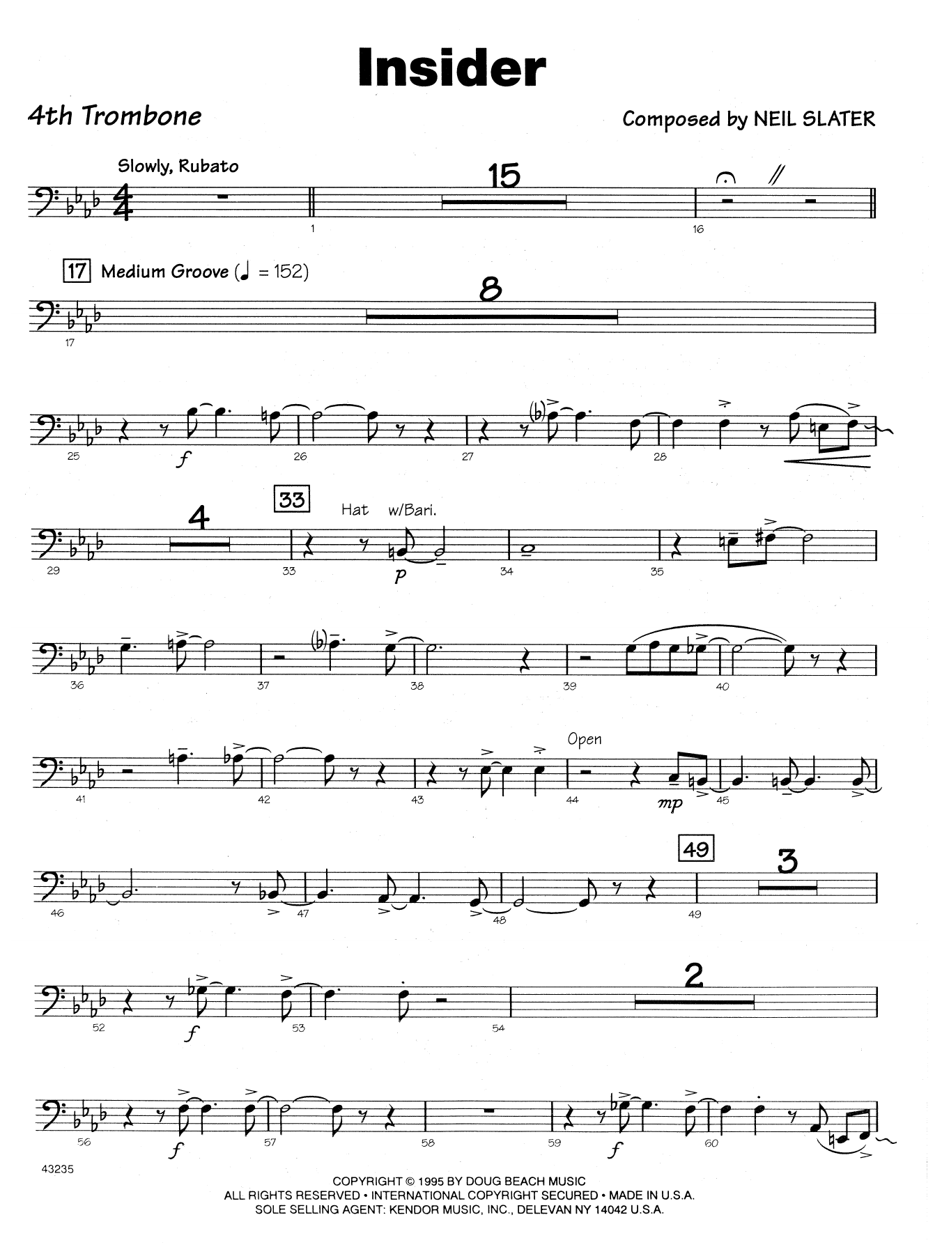 Download Neil Slater Insider - 4th Trombone Sheet Music