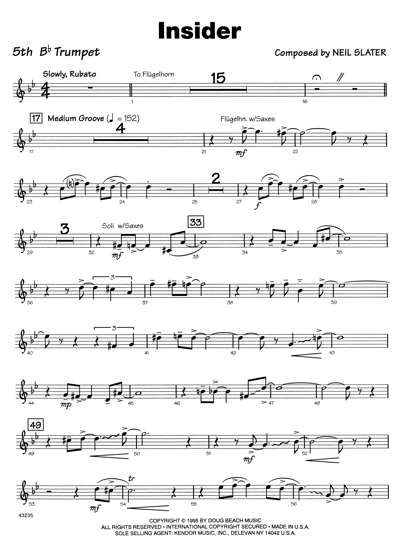 Download Neil Slater Insider - 5th Bb Trumpet Sheet Music