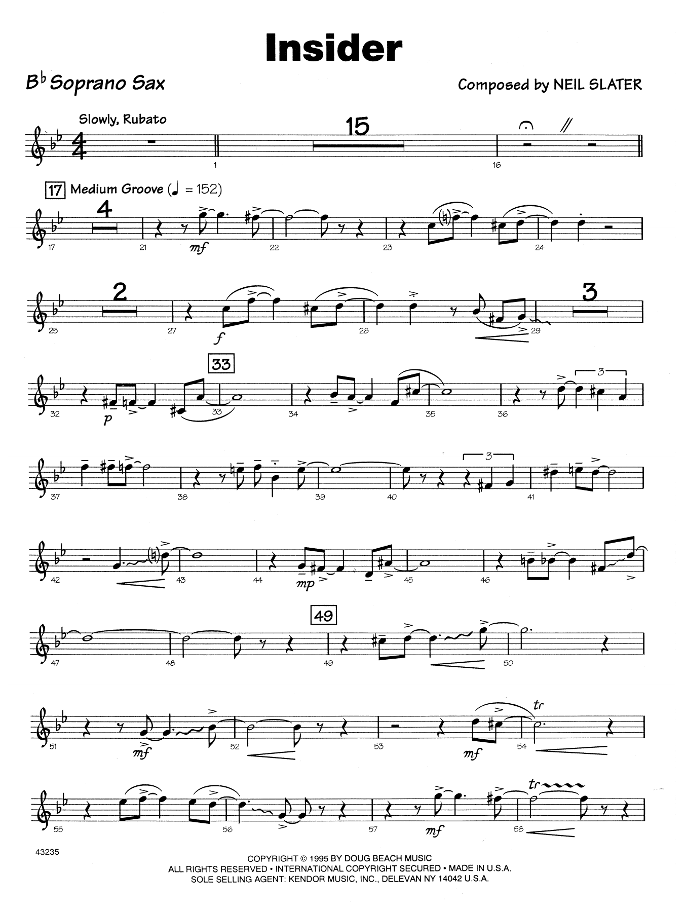 Download Neil Slater Insider - Bb Soprano Sax Sheet Music