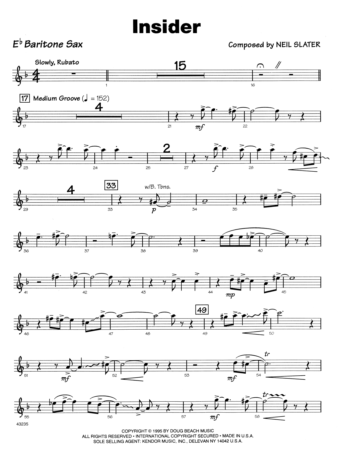 Download Neil Slater Insider - Eb Baritone Sax Sheet Music
