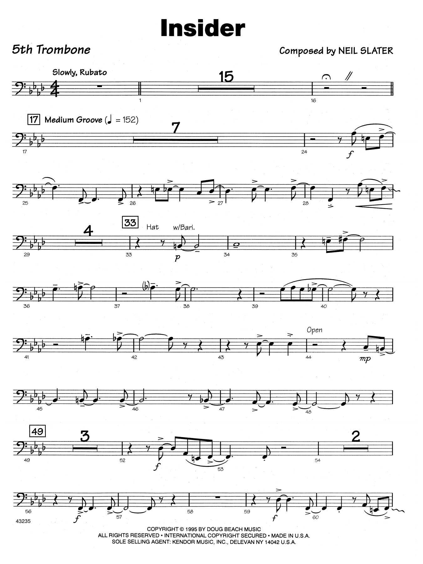 Download Neil Slater Insider - Trombone 5 Sheet Music