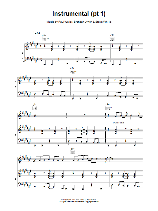 Paul Weller Instrumental (pt1) sheet music notes printable PDF score