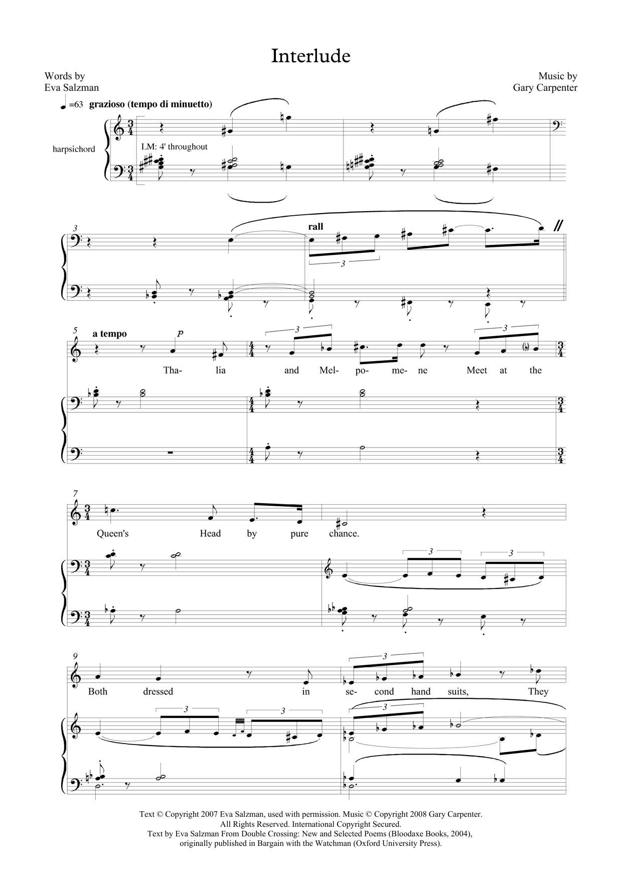 Download Gary Carpenter Interlude (for mezzo-soprano & harpsich Sheet Music