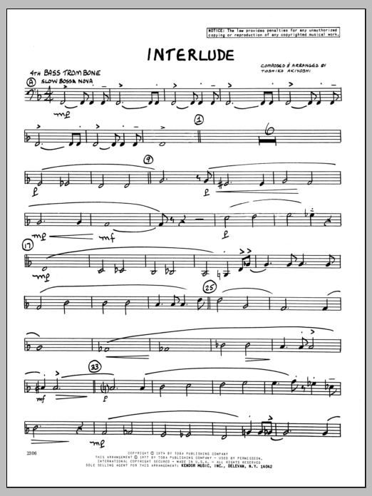 Download Toshiko Akiyoshi Interlude - 4th Trombone Sheet Music