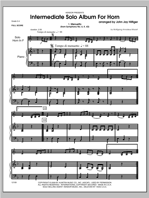 Download Hilfiger Intermediate Solo Album For Horn - Pian Sheet Music