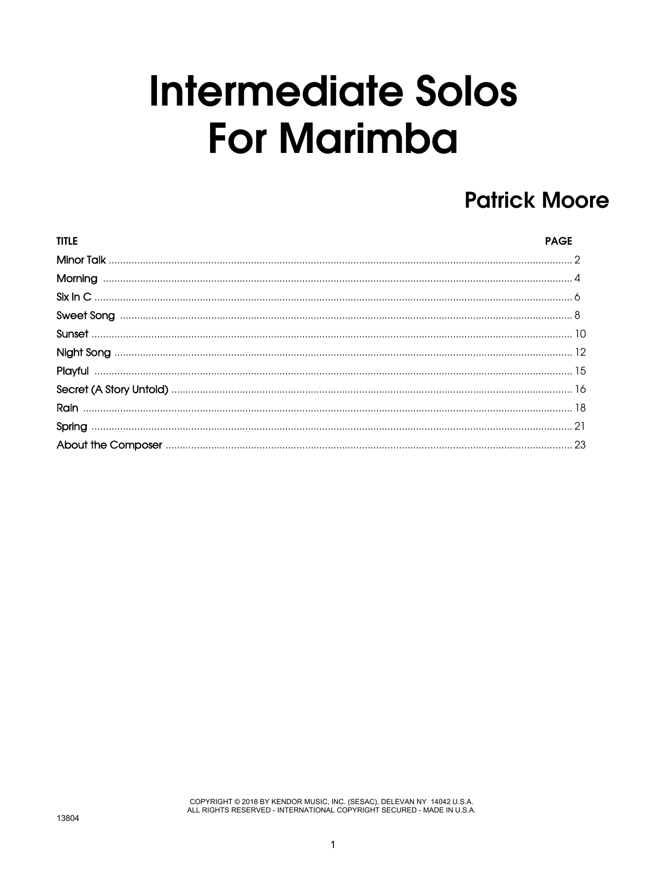 Download James Moore Intermediate Solos For Marimba Sheet Music