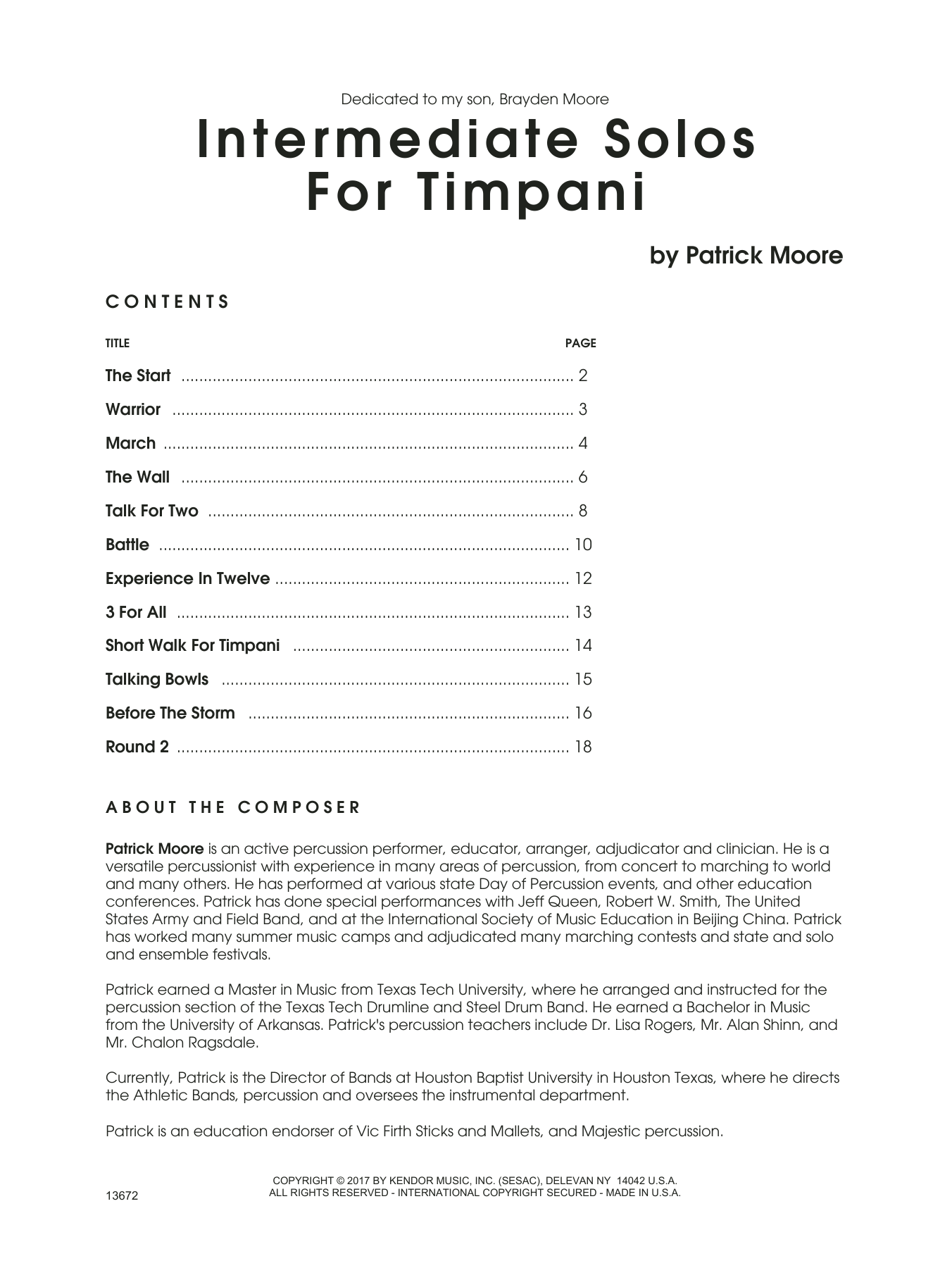 Download Patrick Moore Intermediate Solos For Timpani Sheet Music