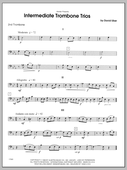Download Uber Intermediate Trombone Trios - 2nd Tromb Sheet Music