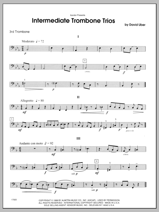 Download Uber Intermediate Trombone Trios - 3rd Tromb Sheet Music