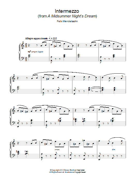 Download Felix Mendelssohn Intermezzo (from ‘a Midsummer Night's Sheet Music