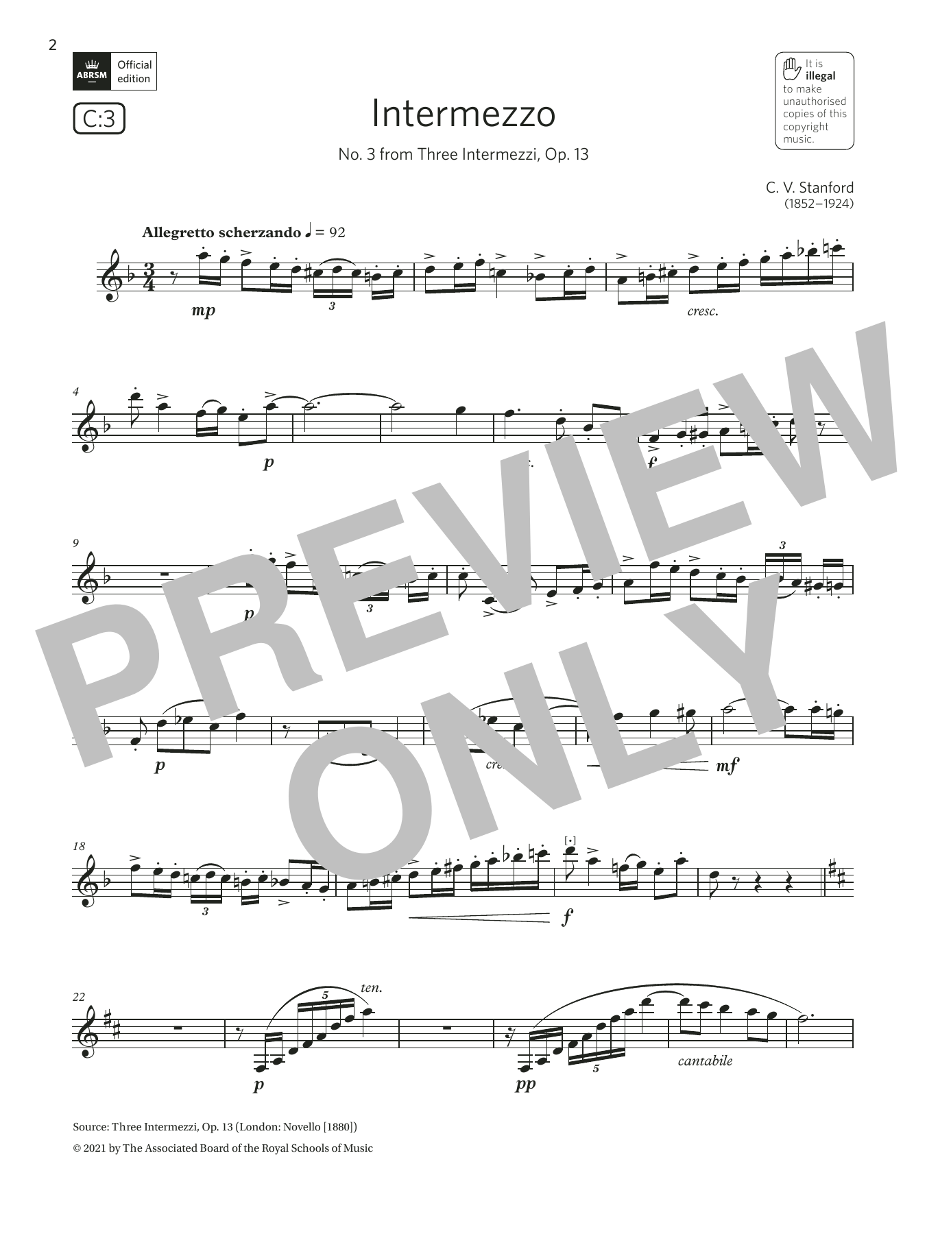 Download Charles Villiers Stanford Intermezzo (from Three Intermezzi) (Gra Sheet Music