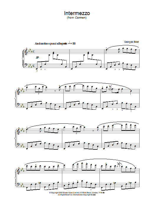 Download Georges Bizet Intermezzo from Carmen Act III Sheet Music