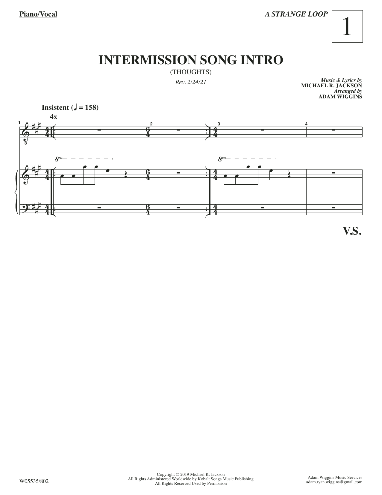 Download Michael R. Jackson Intermission Song Intro (from A Strange Sheet Music