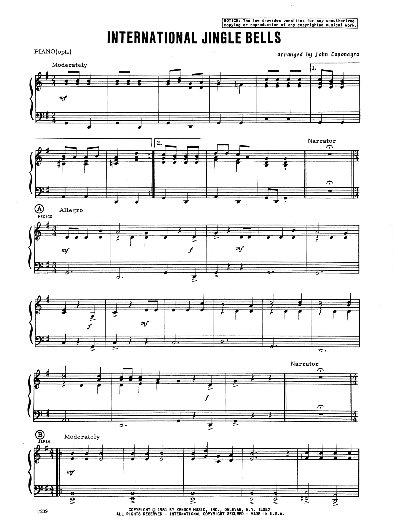 Download John Caponegro International Jingle Bells - Piano Acco Sheet Music