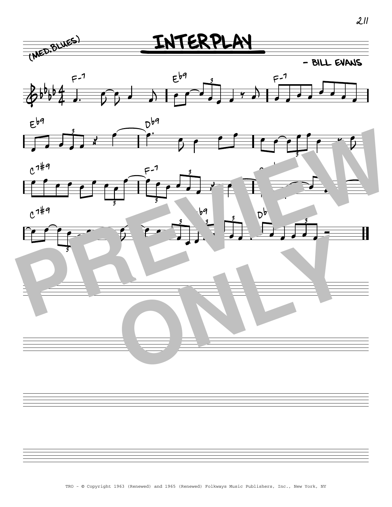 Download Bill Evans Interplay [Reharmonized version] (arr. Sheet Music