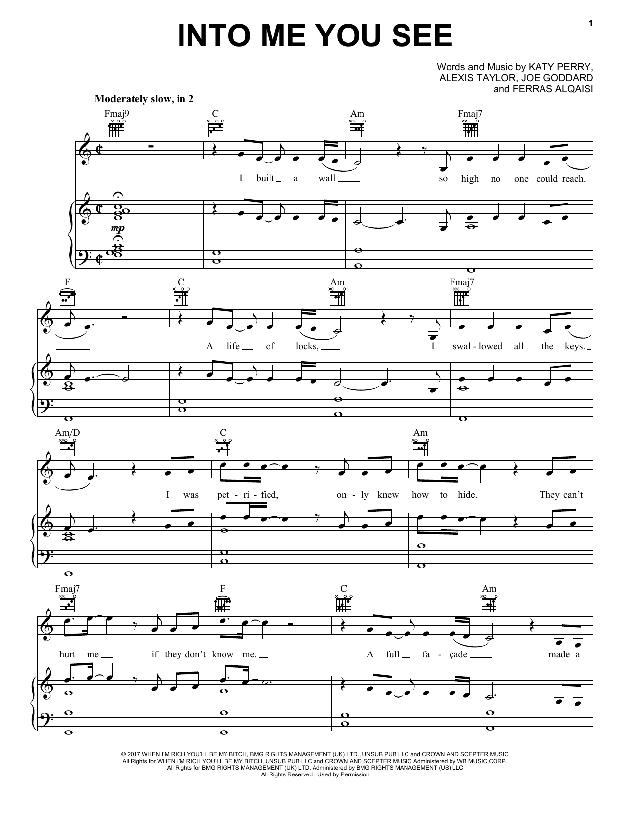 Download Katy Perry Into Me You See Sheet Music