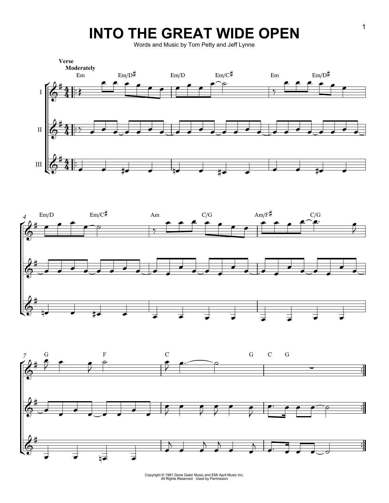 Download Tom Petty Into The Great Wide Open Sheet Music
