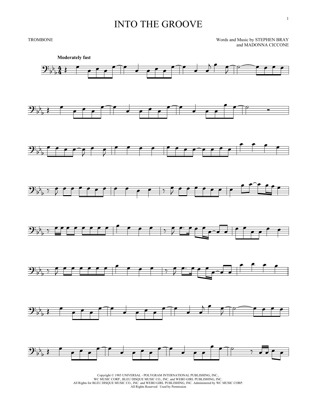 Download Madonna Into The Groove Sheet Music