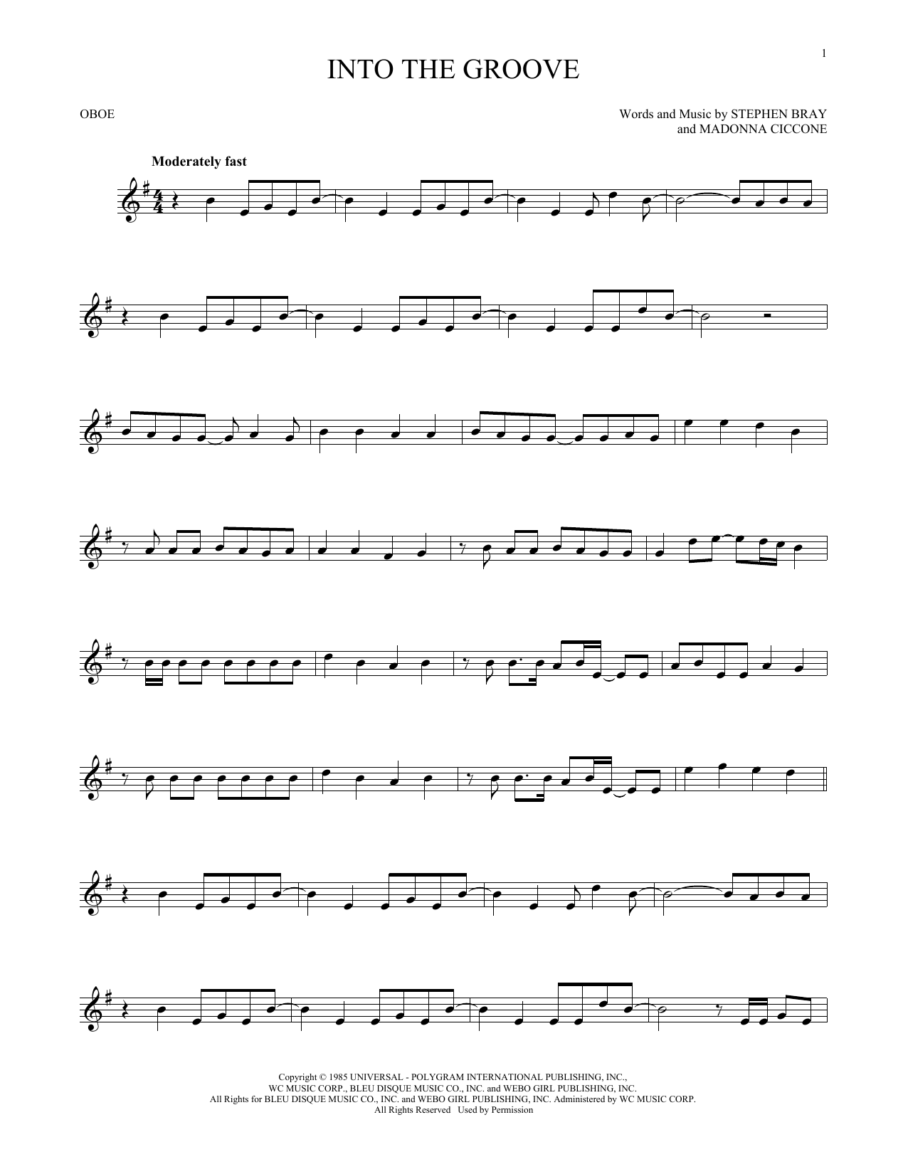 Download Madonna Into The Groove Sheet Music
