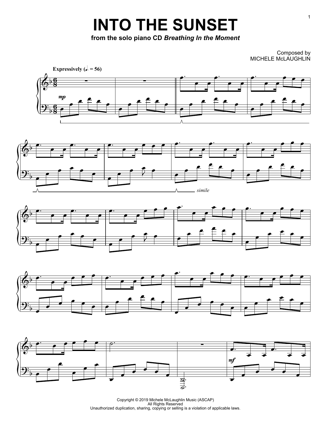 Download Michele McLaughlin Into The Sunset Sheet Music