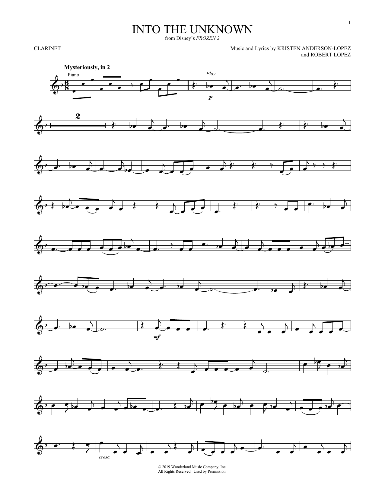 Download Idina Menzel and AURORA Into The Unknown (from Disney's Frozen Sheet Music