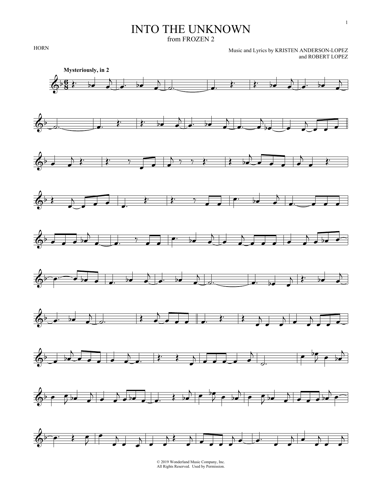 Download Idina Menzel and AURORA Into The Unknown (from Disney's Frozen Sheet Music