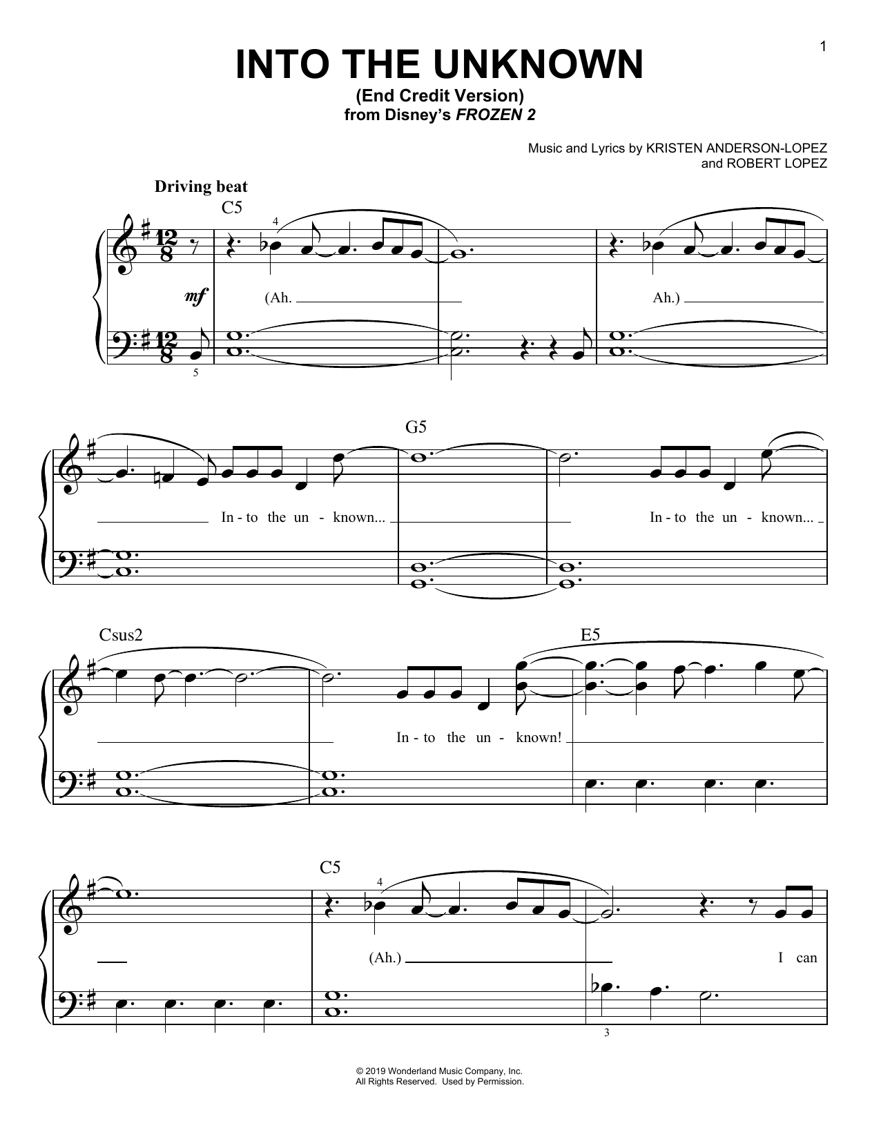 Download Panic! At The Disco Into The Unknown (from Disney's Frozen Sheet Music