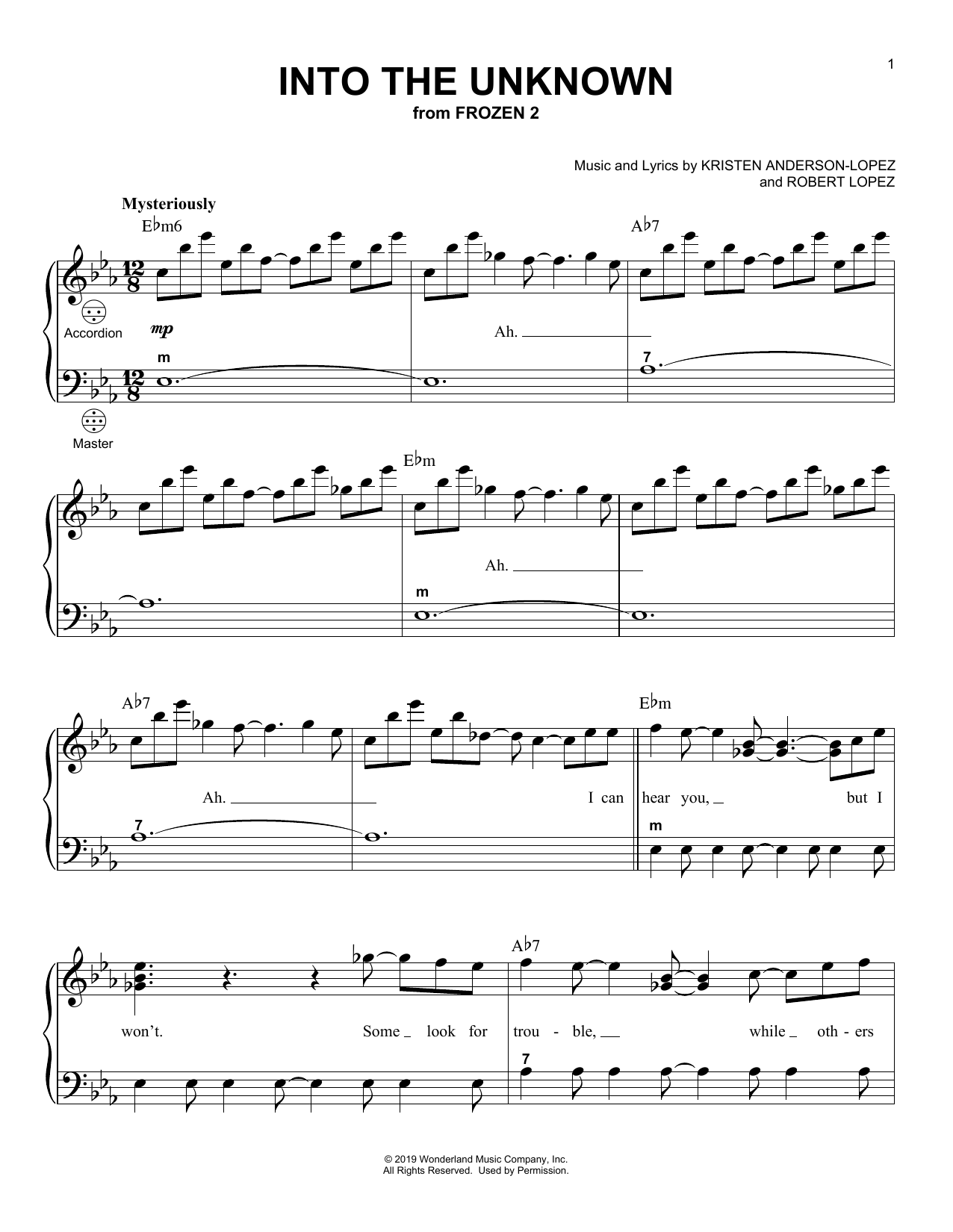 Download Idina Menzel and AURORA Into The Unknown (from Frozen 2) Sheet Music