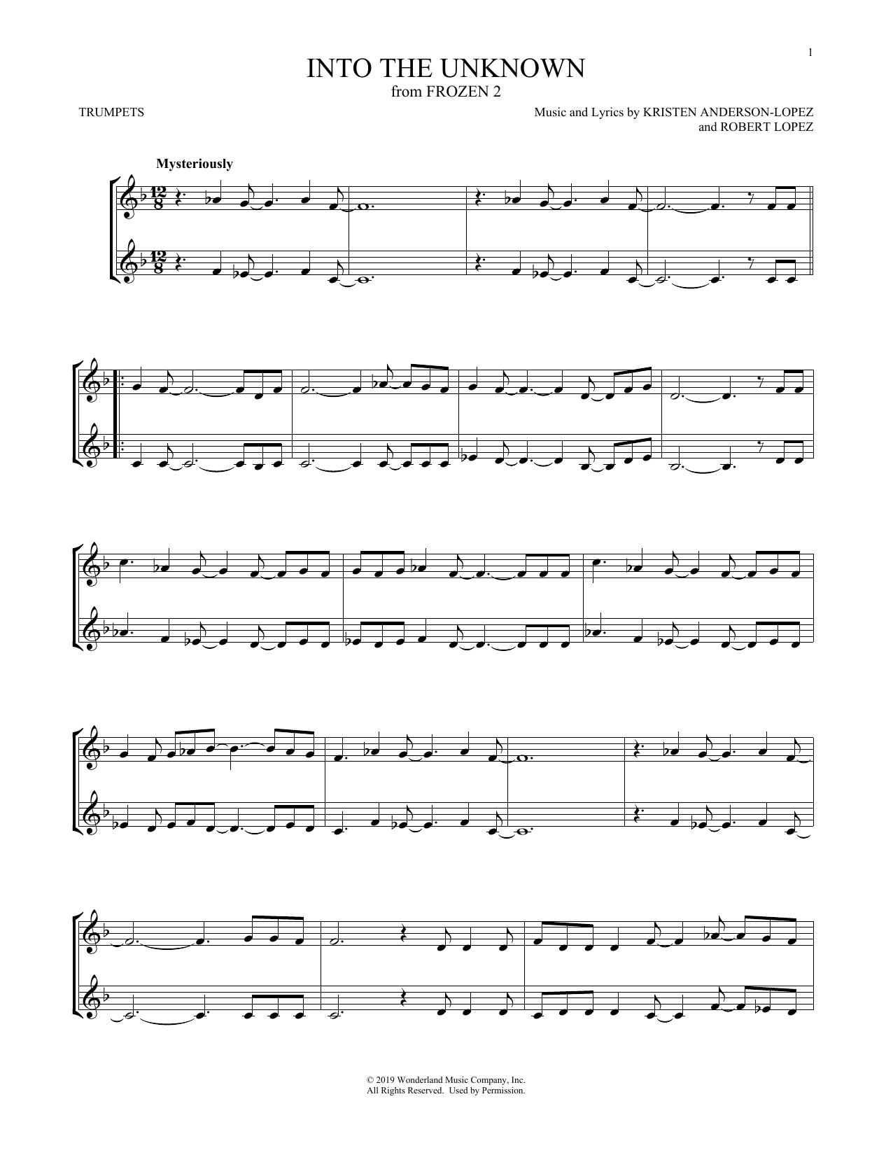 Download Idina Menzel and AURORA Into The Unknown (from Frozen 2) Sheet Music