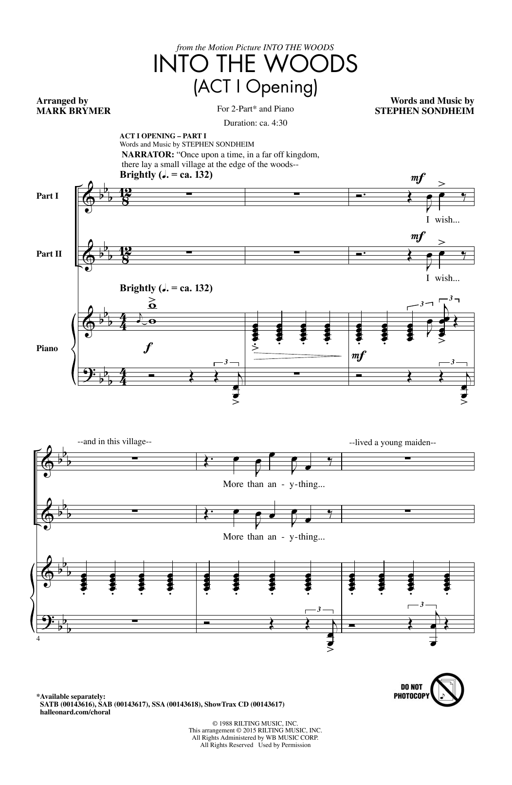 Download Stephen Sondheim Into The Woods (Act I Opening) - Part I Sheet Music